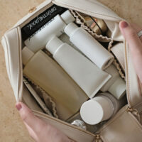 Double zip hand makeup bag