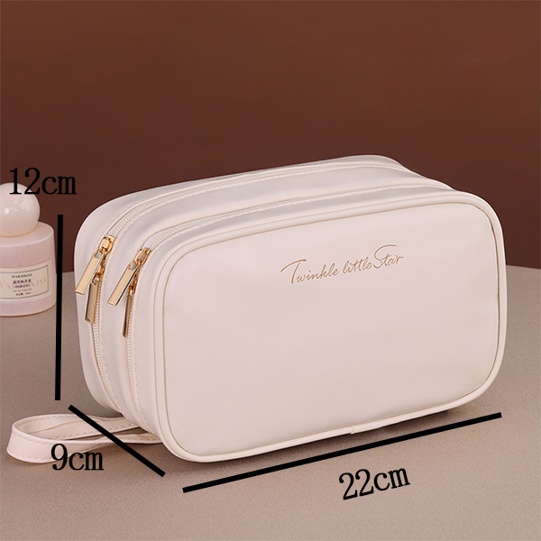 Double layer portable makeup bag