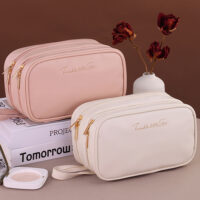 Double layer portable makeup bag