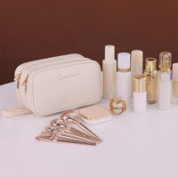 Double layer portable makeup bag