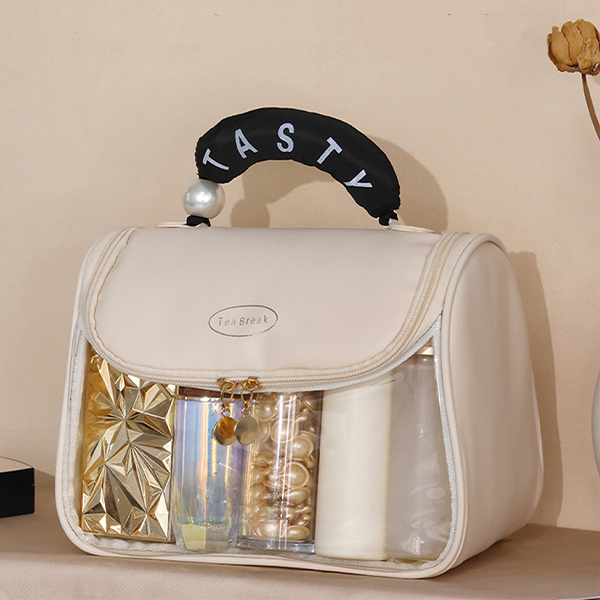 Pearl hand makeup bag can be hung